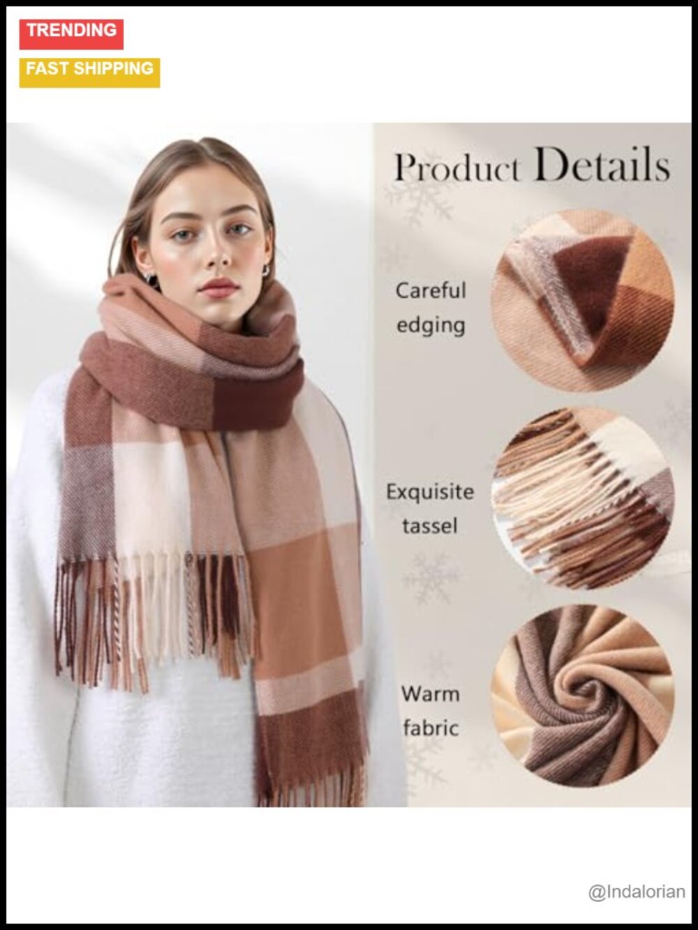 Scottish Checked Cashmere Feel Winter Scarf Long Oversized Fashion Scarf - Picture 2 of 6